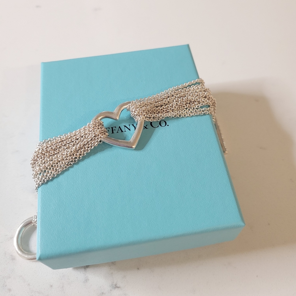Tiffany & Co Heart Multi Strand Toggle Bracelet 7.5". - Picture 3 of 7
